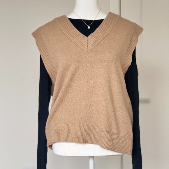 Oak + Fort Wool Sweater Vest Tan XS - Picture 3 of 8